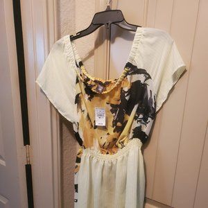 Ashley Stewart Yellow and Black High-Low Blouse Size 14/16